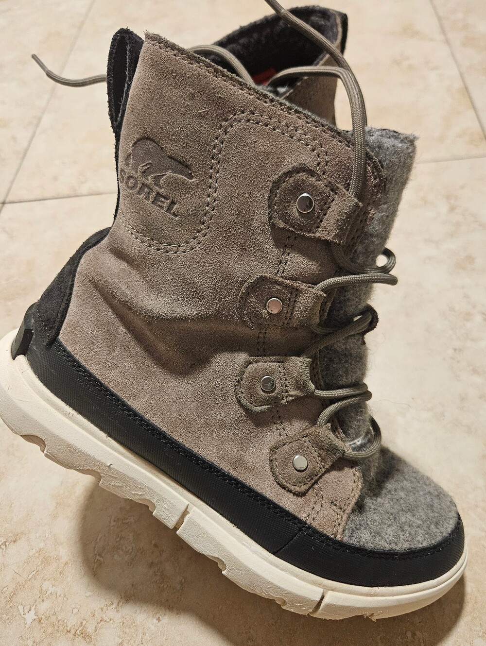 SOREL Explorer II Joan Felt Waterproof Boots Sage Fawn Gray Size 7